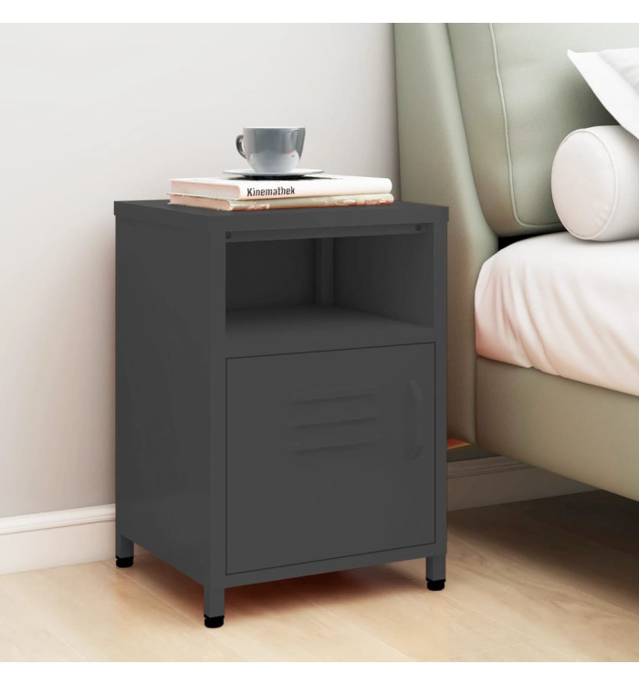 Table de chevet Anthracite 35x35x51 cm Acier | Mobilier & Déco