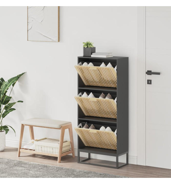 Armoire à chaussures noir 52x25x120 cm bois d'ingénierie | Mobilier & Déco