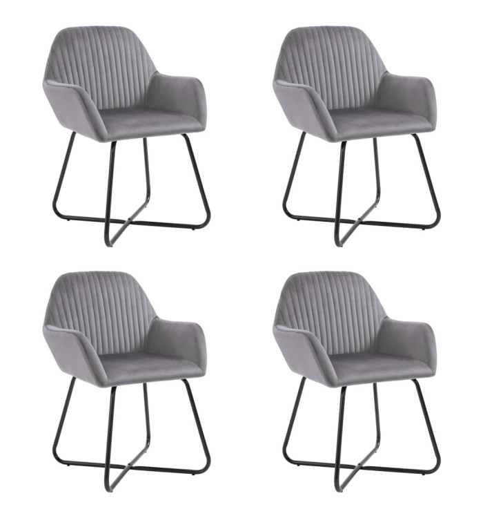 Chaises à manger lot de 4 gris velours | Mobilier & Déco
