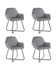 Chaises à manger lot de 4 gris velours | Mobilier & Déco