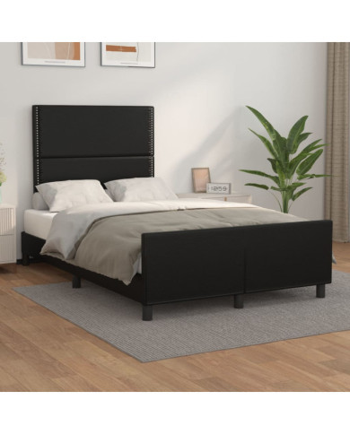 Cadre de lit sans matelas noir 120x200 cm similicuir | Mobilier & Déco