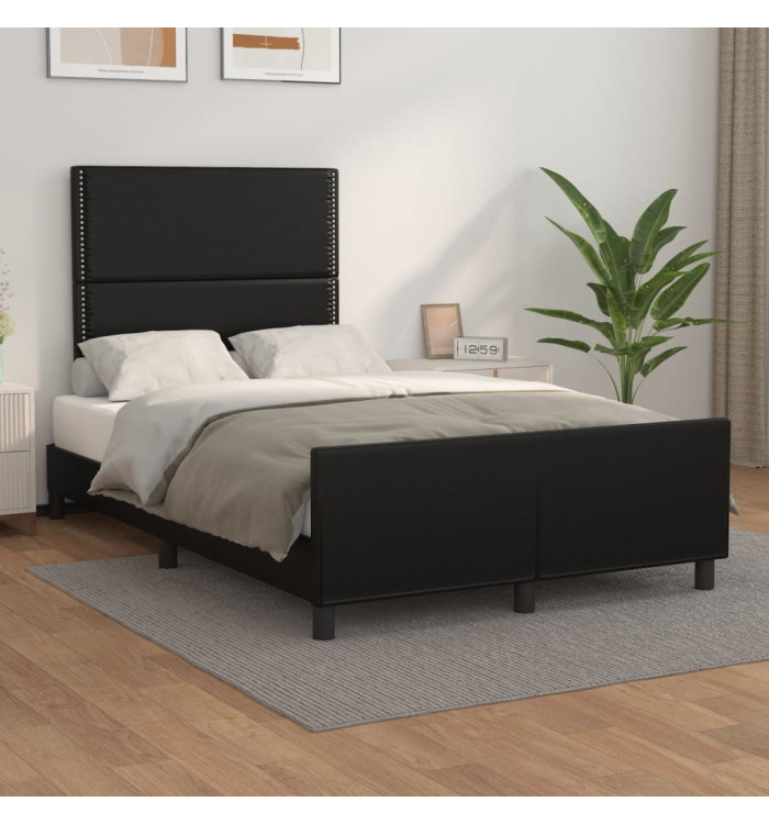 Cadre de lit sans matelas noir 120x200 cm similicuir | Mobilier & Déco