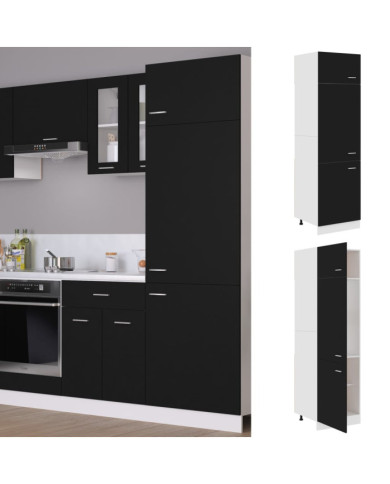 Armoire réfrigérateur "Lyon" Noir Bois d'ingénierie | Mobilier & Déco