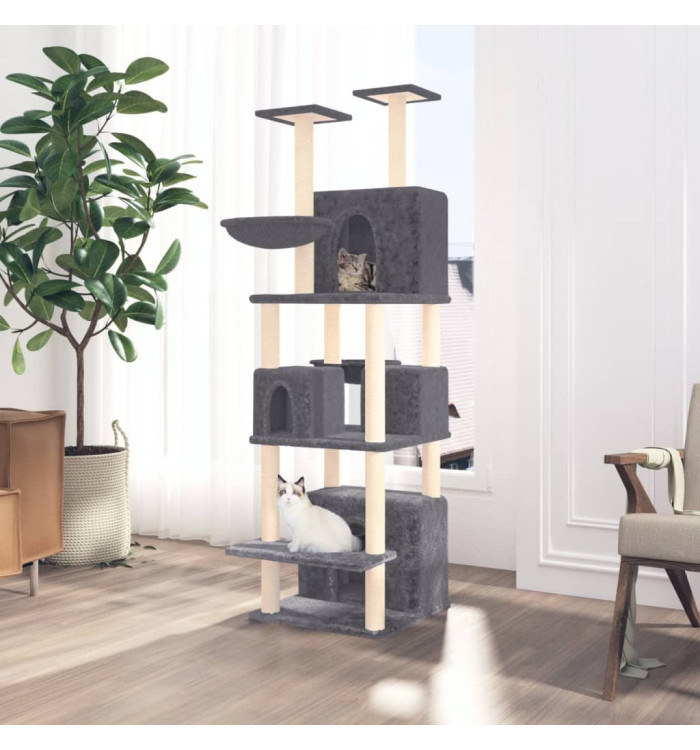 Arbre à chat avec griffoirs en sisal Gris foncé 180 cm | Mobilier & Déco
