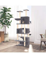 Arbre à chat avec griffoirs en sisal Gris foncé 180 cm | Mobilier & Déco