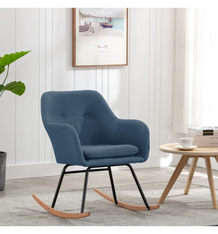 Chaise à bascule Bleu Tissu | Mobilier & Déco
