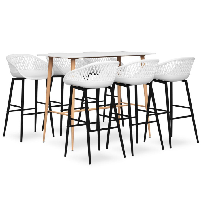 Ensemble de bar 7 pcs Blanc | Mobilier & Déco