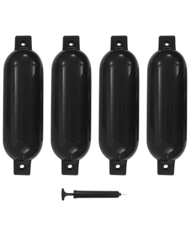 Pare-choc de bateau 4 pcs noir 51x14 cm PVC | Mobilier & Déco