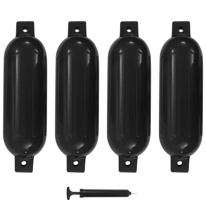 Pare-choc de bateau 4 pcs noir 51x14 cm PVC | Mobilier & Déco