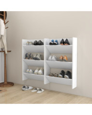 Armoires à chaussures murales 2 pcs Blanc 60x18x90 cm Aggloméré | Mobilier & Déco