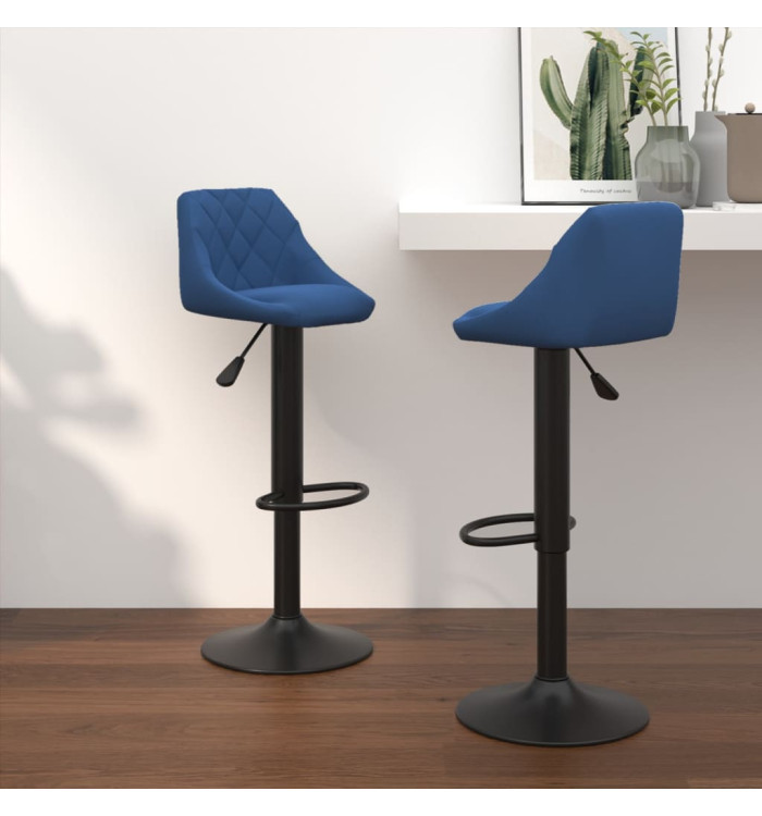 Tabourets de bar lot de 2 bleu velours | Mobilier & Déco