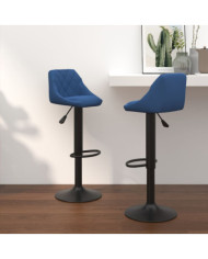 Tabourets de bar lot de 2 bleu velours | Mobilier & Déco