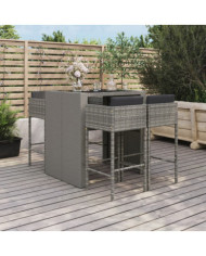 Ensemble de bar de jardin 5 pcs avec coussins gris poly rotin | Mobilier & Déco