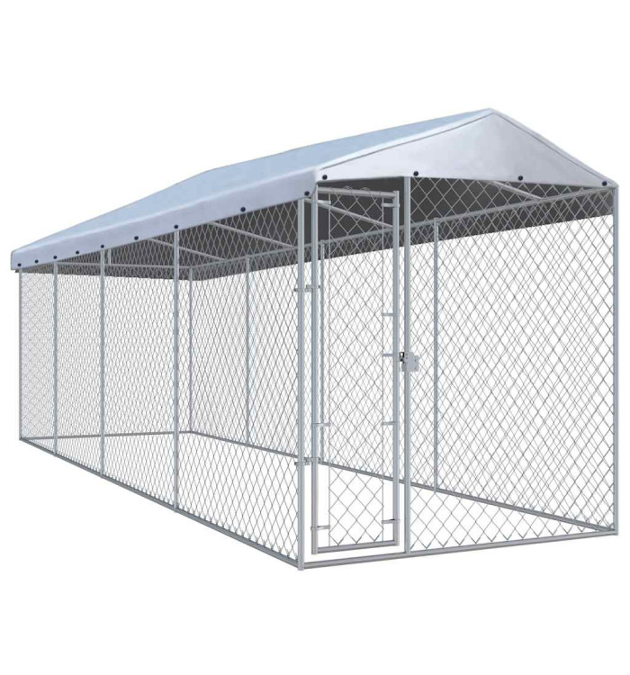 Chenil extérieur avec toit pour chiens 760x190x225 cm | Mobilier & Déco