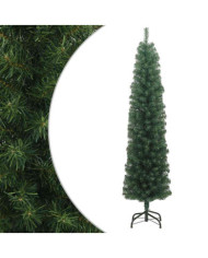 Sapin de Noël artificiel mince avec support vert 210 cm PVC | Mobilier & Déco