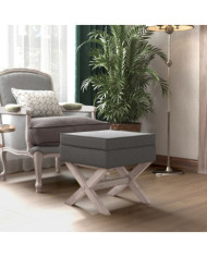 Tabouret de rangement Gris foncé 45x45x49 cm Tissu | Mobilier & Déco