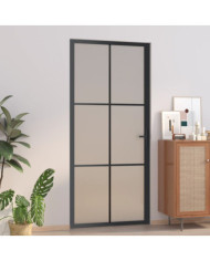 Porte intérieure 93x201,5 cm Noir Verre mat et aluminium | Mobilier & Déco