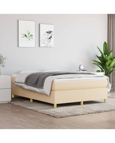 Sommier à lattes de lit avec matelas Crème 140x190 cm Tissu | Mobilier & Déco