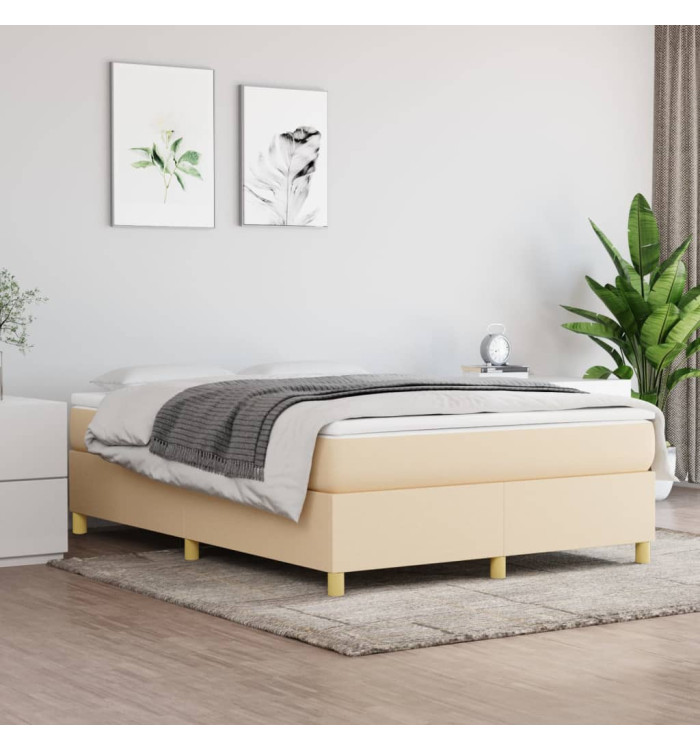 Sommier à lattes de lit avec matelas Crème 140x190 cm Tissu | Mobilier & Déco