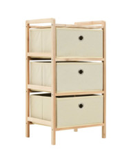 Étagère de rangement 3 paniers Tissu Bois de cèdre Beige | Mobilier & Déco
