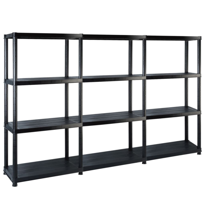 Étagère de rangement à 4 niveaux Noir 183x30,5x130 cm Plastique | Mobilier & Déco