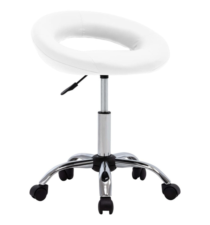 Chaise de travail roulante Blanc Similicuir | Mobilier & Déco
