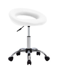 Chaise de travail roulante Blanc Similicuir | Mobilier & Déco