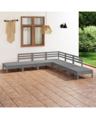 Salon de jardin 7 pcs Bois de pin massif Gris | Mobilier & Déco