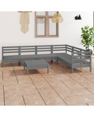 Salon de jardin 7 pcs Bois de pin massif Gris | Mobilier & Déco