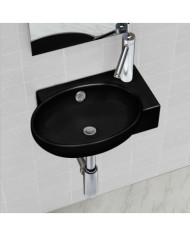 Vasque à trou de trop-plein/robinet céramique pour salle de bain Noir | Mobilier & Déco