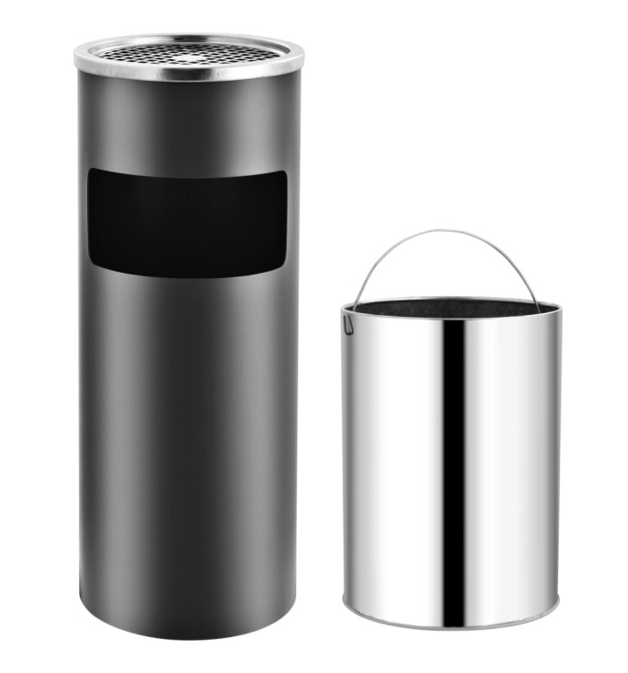 Poubelle à cendrier d'hôtel 30 L Acier Gris | Mobilier & Déco