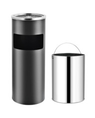 Poubelle à cendrier d'hôtel 30 L Acier Gris | Mobilier & Déco