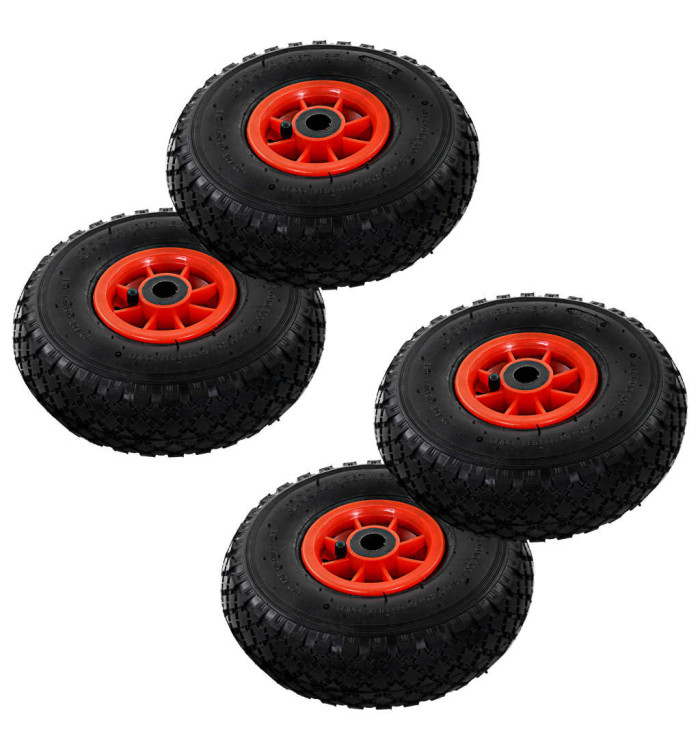 Roues de diable 4 pcs Caoutchouc 3.00-4 (245x82) | Mobilier & Déco