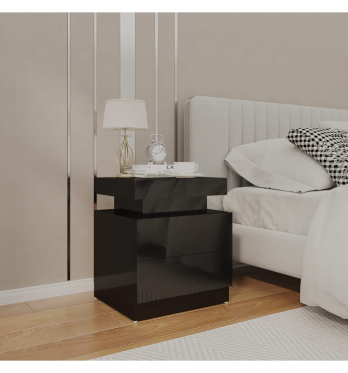 Table de chevet Noir brillant 45x35x52 cm Aggloméré | Mobilier & Déco