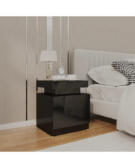 Table de chevet Noir brillant 45x35x52 cm Aggloméré | Mobilier & Déco