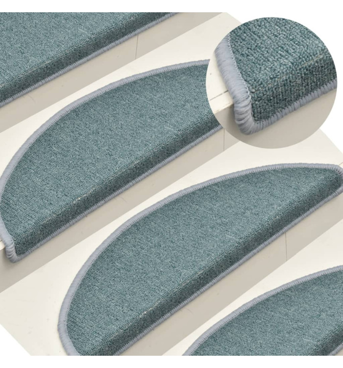 Tapis de marches d'escalier 15 pcs Bleu 56x17x3 cm | Mobilier & Déco