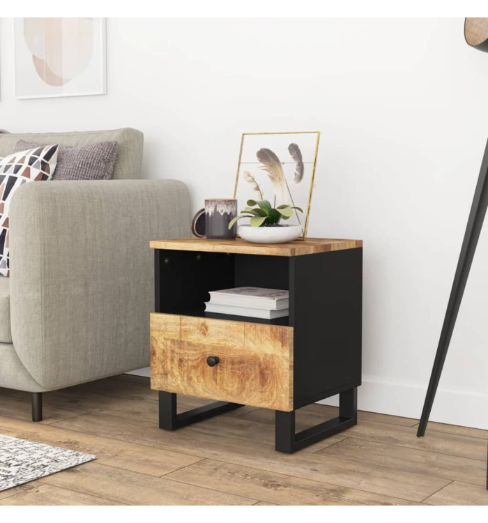Table de chevet Bois de manguier solide et bois d'ingénierie | Mobilier & Déco