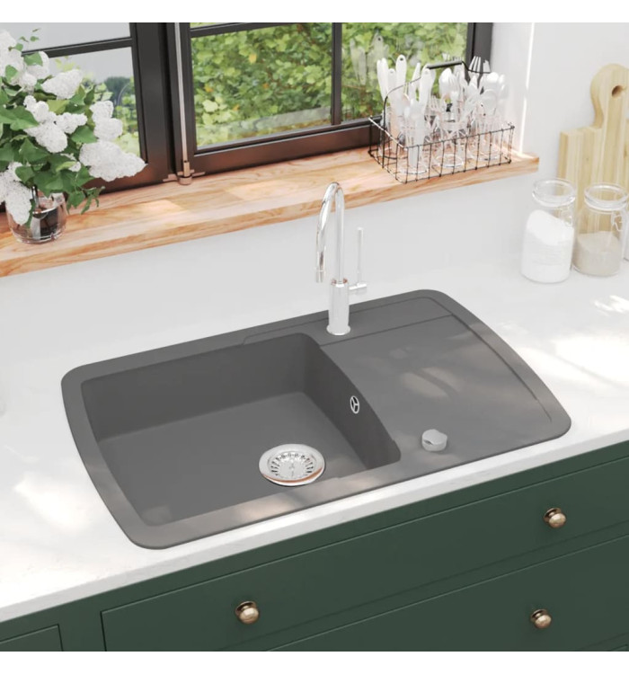 Évier de cuisine en granit Bac unique Gris | Mobilier & Déco