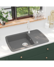 Évier de cuisine en granit Bac unique Gris | Mobilier & Déco