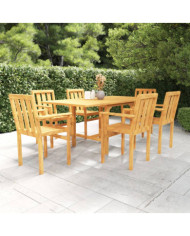 Ensemble à manger de jardin 7 pcs Bois de teck massif | Mobilier & Déco
