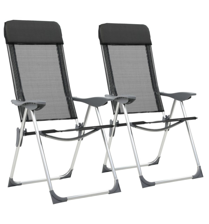 Chaise pliante de camping lot de 2 Noir Aluminium | Mobilier & Déco