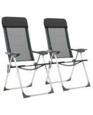 Chaise pliante de camping lot de 2 Noir Aluminium | Mobilier & Déco