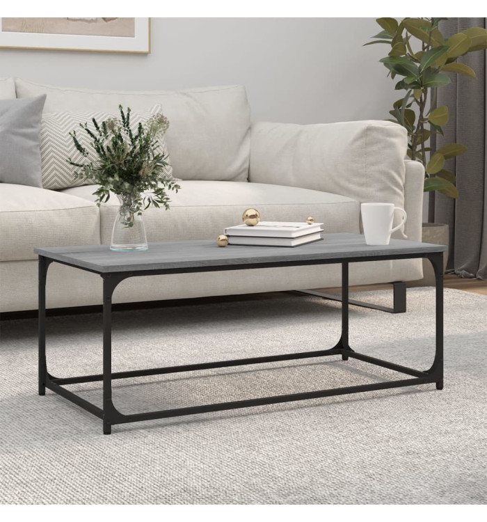 Table basse Sonoma gris 102x50x40 cm Bois d'ingénierie et fer | Mobilier & Déco