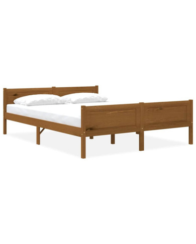 Cadre de lit sans matelas pin massif marron miel 160x200 cm | Mobilier & Déco