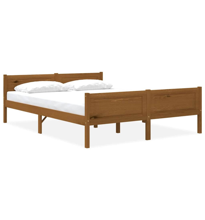 Cadre de lit sans matelas pin massif marron miel 160x200 cm | Mobilier & Déco
