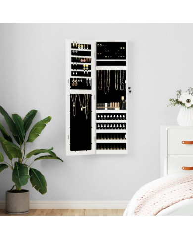 Armoire à bijoux avec miroir murale blanc 30x8,5x106 cm | Mobilier & Déco