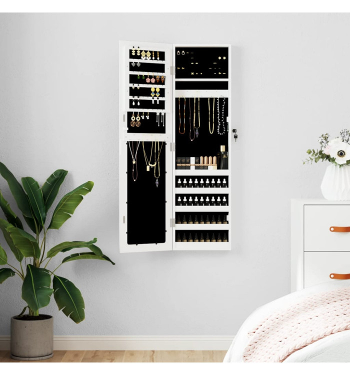 Armoire à bijoux avec miroir murale blanc 30x8,5x106 cm | Mobilier & Déco