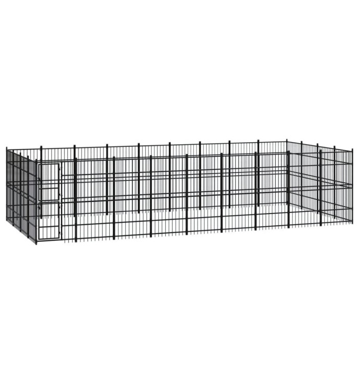 Chenil d'extérieur pour chiens Acier 33,18 m² | Mobilier & Déco