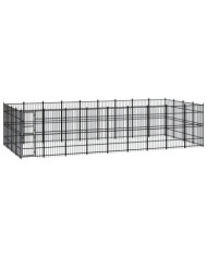 Chenil d'extérieur pour chiens Acier 33,18 m² | Mobilier & Déco