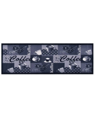 Tapis de sol de cuisine lavable Bleu café 45x150 cm | Mobilier & Déco